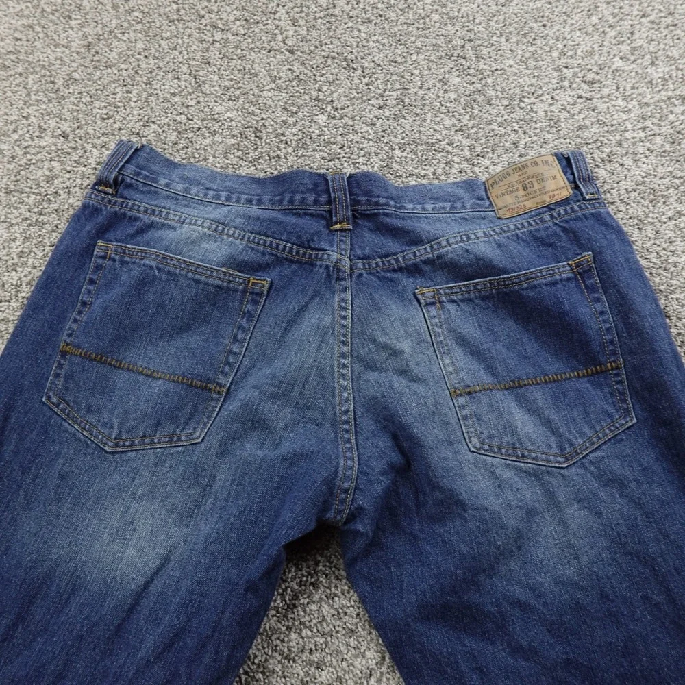 VTG Plugg Jeans Mens 38X34 Dark Blue Denim Wide Leg Slim Straight Grunge Rap Y2K